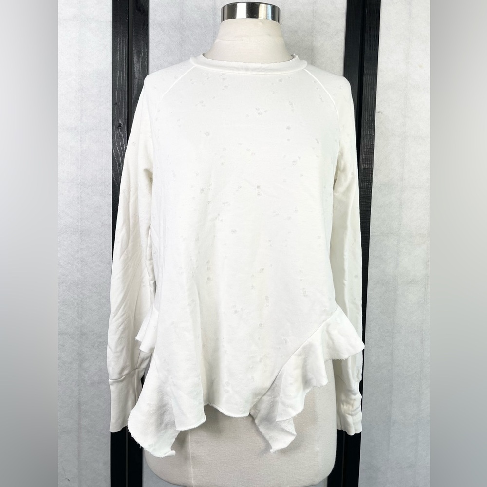 NSF White Ruffled Sweatshirt SMALL